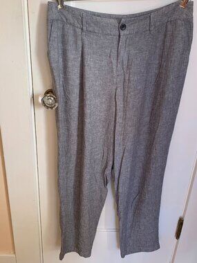 A NEW DAY sz 12 Pants Trousers Linen Blend Gray Tapered Belt Loops Casual Grey
